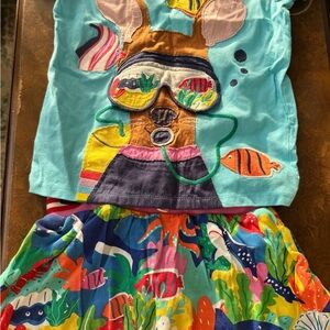 Mini Boden Aqua and Multicolor Kids Matching Set